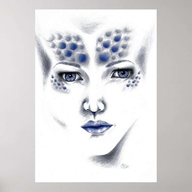 Miss Universe Alluring Alien Lady Original Art Poster (Front)