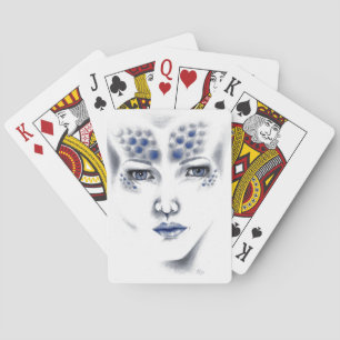 Miss Universe Beautiful Alien Woman Original Art Playing Cards