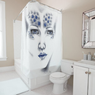 Miss Universe Beautiful Alien Woman Original Art Shower Curtain