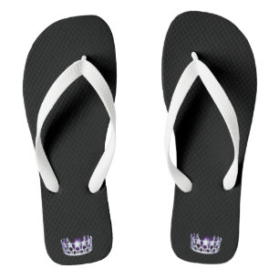 Miss USA Adult Silver Crown White Flip Flops