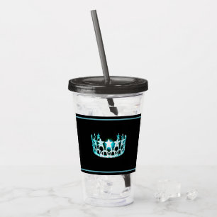 Miss USA Aqua Blue Crown Acrylic Tumbler