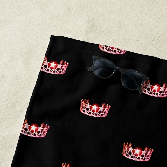 Miss USA Coral Crown Beach Towel (In Situ)