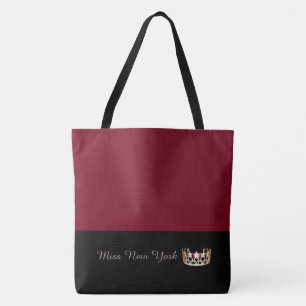 Miss USA Gold Crown Tote Bag-LRGE Crimson
