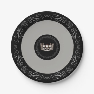Miss USA Grey Silver Crown 7" Paper Plates