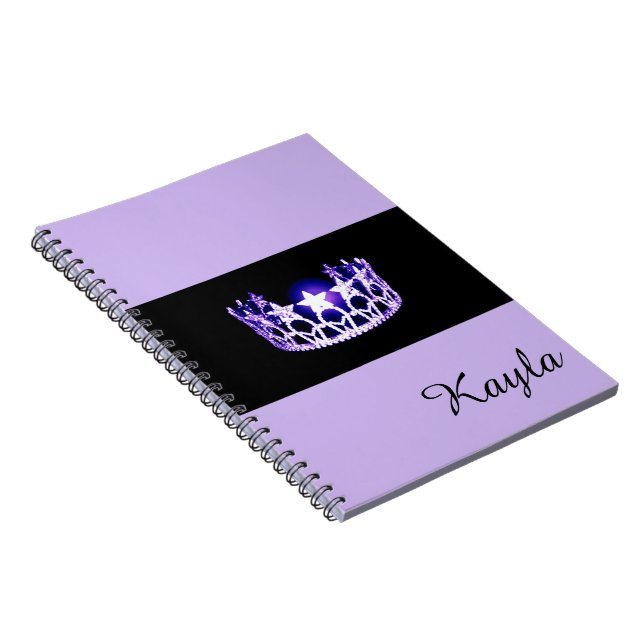 Miss USA Lavender Crown Notebook- Custom Name Spiral Notebook (Right Side)