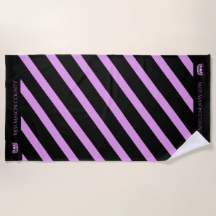 Miss USA Orchid Stripe Crown Beach Towel