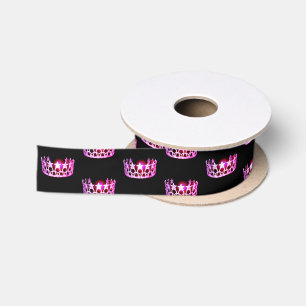Miss USA Raspberry Pink Star Crown Satin Ribbon