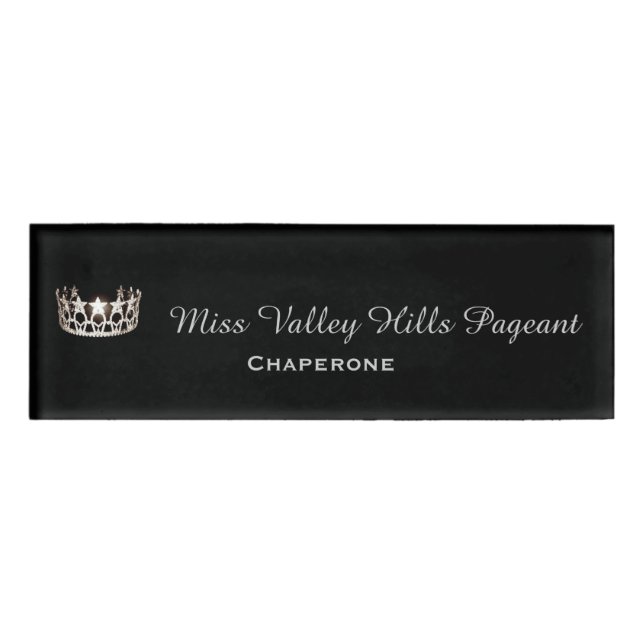 Miss USA Silver Crown Rectangle Name Tag (Front)