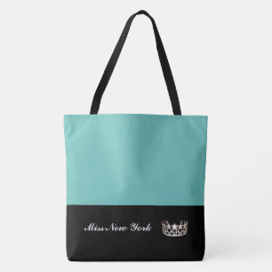 Miss USA Silver Crown Tote Bag-Large Aqua