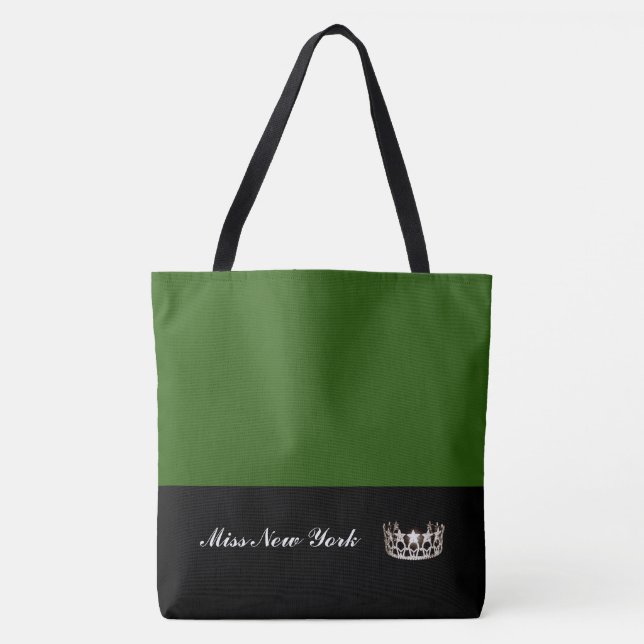 Miss USA Silver Crown Tote Bag-Large Emerald Bag (Front)