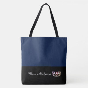 Miss USA State Silver Crown Tote Bag-Large Navy