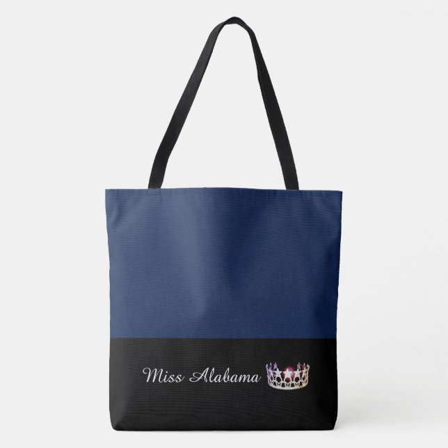 Miss USA State Silver Crown Tote Bag-Large Navy (Front)