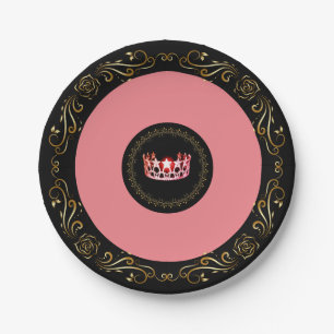 Miss USA style Black Coral 7" Paper Plates