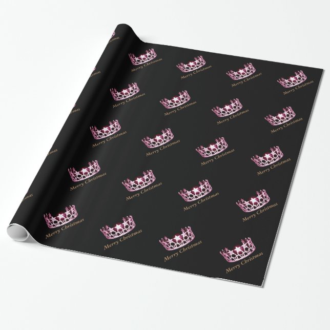 Miss USA style Crown Christmas Wrapping Paper (Unrolled)