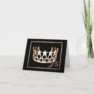 Miss USA style Crown Custom Monogram Note Card
