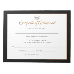 Miss USA style Pageant Certificates-Achievmnt Notepad