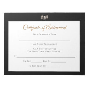 Miss USA style Pageant Certificates-Achievmnt Notepad