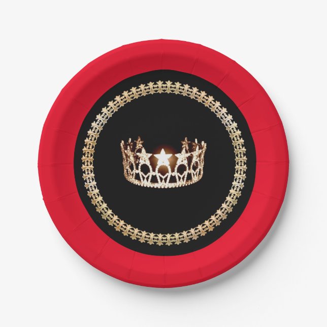 Miss USA style Red 7" Paper Plates (Front)