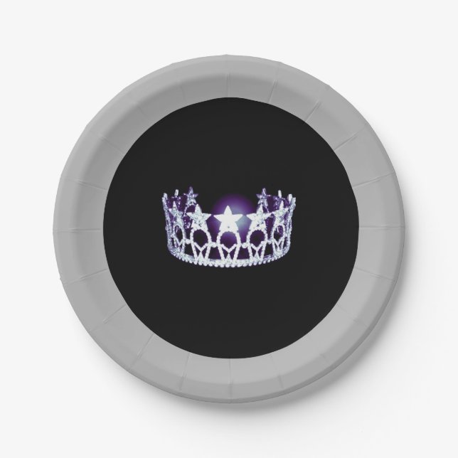 Miss USA style Silver Crown 7" Paper Plates (Front)