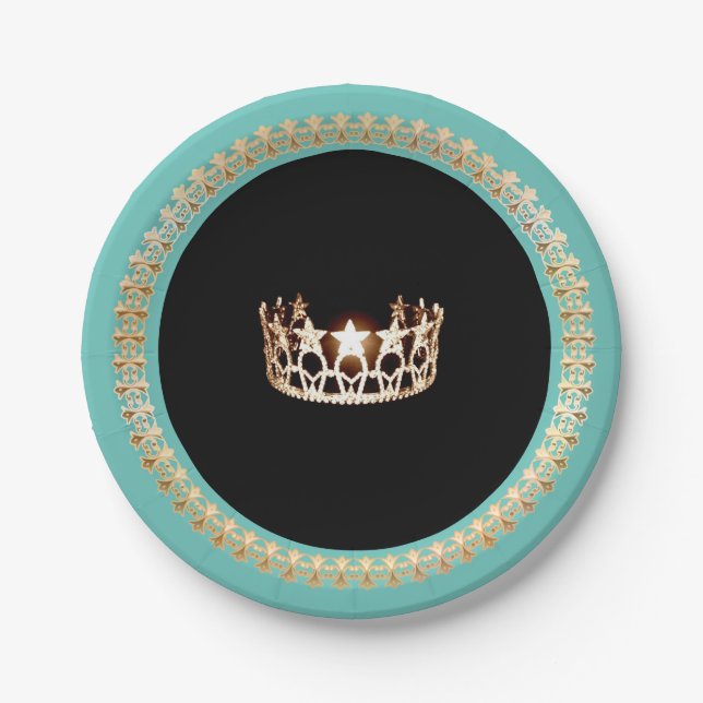 Miss USA Turquoise 7" Paper Plates (Front)