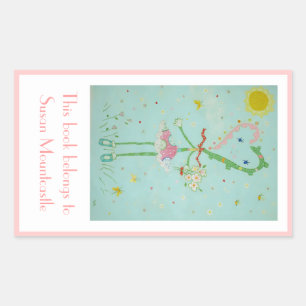 Miss Valentine bookplate Rectangular Sticker