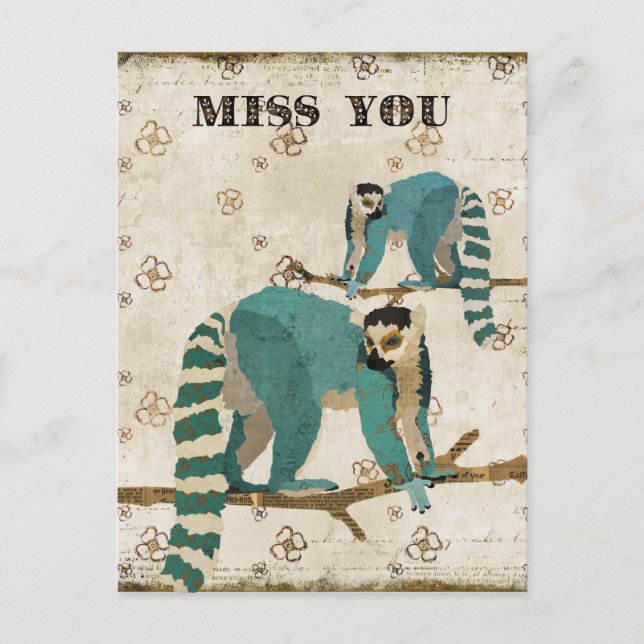 Miss You Azure Lemurs Postcard (Front)