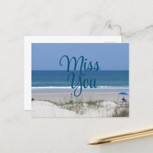 Miss you beach postcard