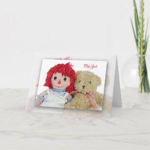 Miss You bear and doll Card
