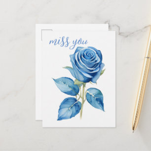 Miss You Blue Roses  Postcard