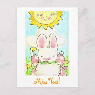Miss You! bunny post card
