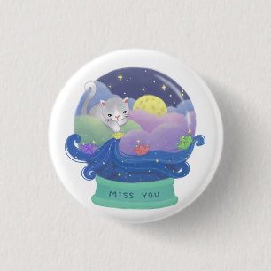 Miss You: Cat & Paper Boats 3 Cm Round Badge