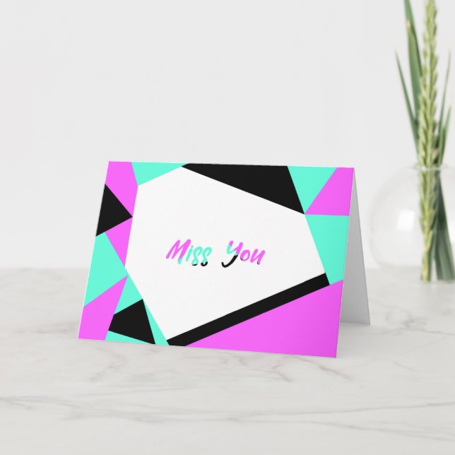 Miss You Colour Block Card  | Black Teal Pink (Front)