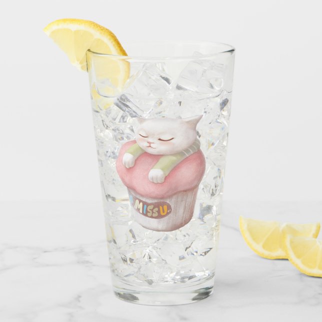 Miss You Cupcake Illustration Glass (Front Ice)