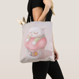Miss You Cupcake Illustration Tote Bag