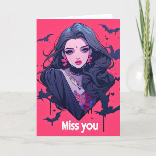 Miss You Demonic Woman Holiday Card