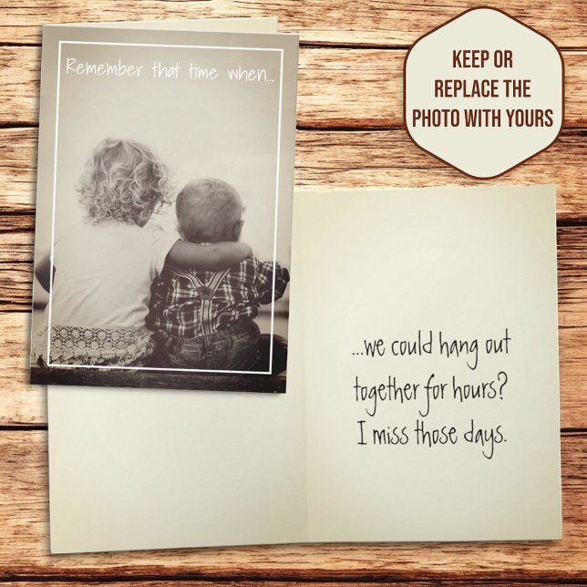 Miss You Friends Hanging Out Add Your Photo Card (greeting card custom photo front and inside)