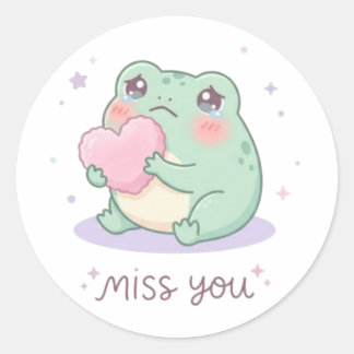 Miss You Frog Sticker Cute Frog Holding Heart Emot
