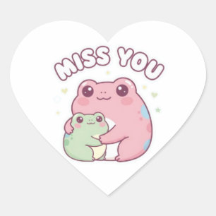 Miss You Frog Sticker Cute Hugging Frogs Romantic 