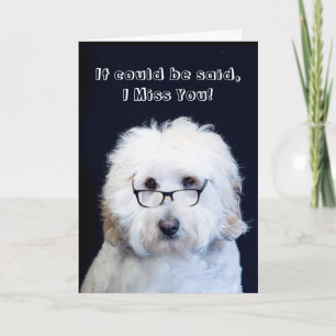 MISS YOU - HUMOR W/DOG/BLACK-RIM GLASSES CARD