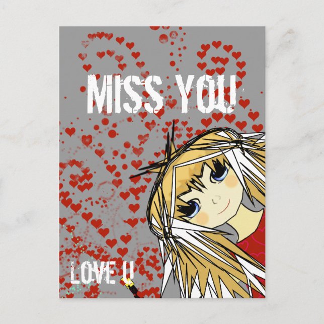 Miss You-Love U Valentine Holiday Postcard (Front)