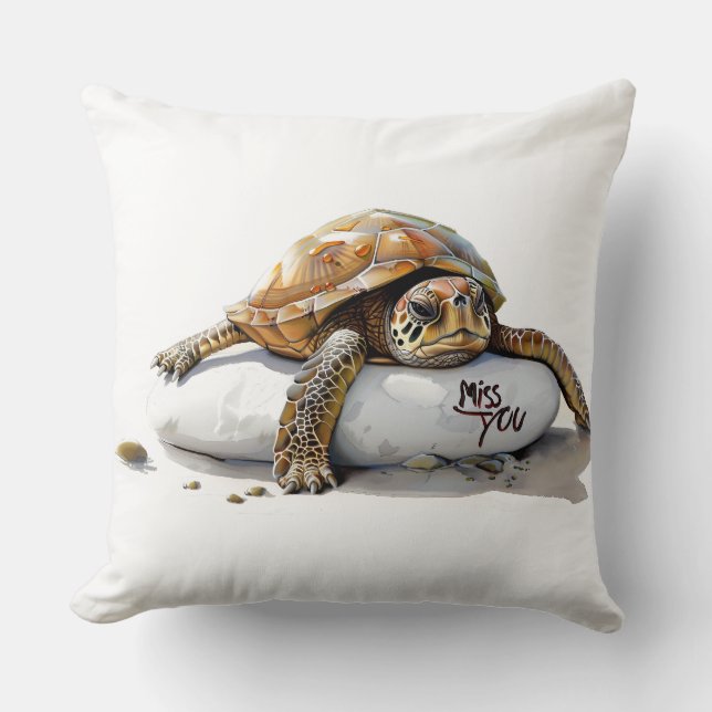 "Miss You" Turtle Throw Pillow –  (Front)