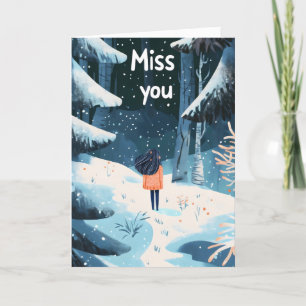 Miss You Winter Landscape Holiday Card