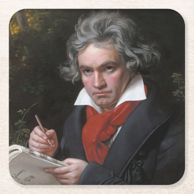 Missa Solemnis: Ludwig Beethoven Classical Music Square Paper Coaster (Front)