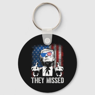 Missed Donald Trump Shot Trump 2024 Us American Fl Key Ring
