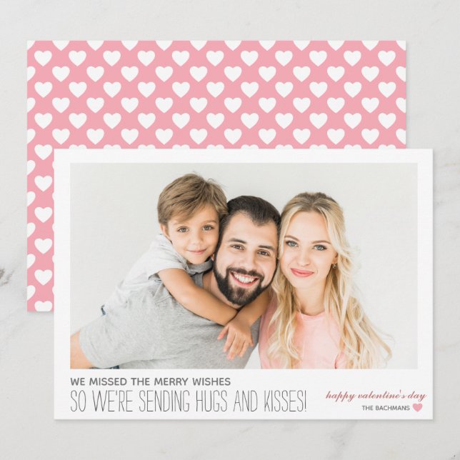 Missed Wishes Hugs & Kisses Photo Card (Front/Back)