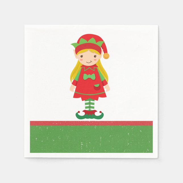 Misses Elf and Candy Canes  Medium Gift Bag Napkin (Front)