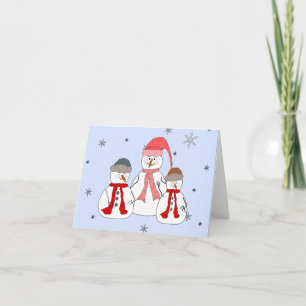 Misses Snowman Snowmen Children Snow Whimsical Art Holiday Card