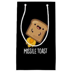 Missile Toast Funny Mistletoe Puns Dark BG Small Gift Bag