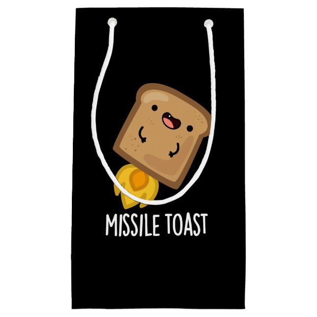 Missile Toast Funny Mistletoe Puns Dark BG Small Gift Bag (Front)