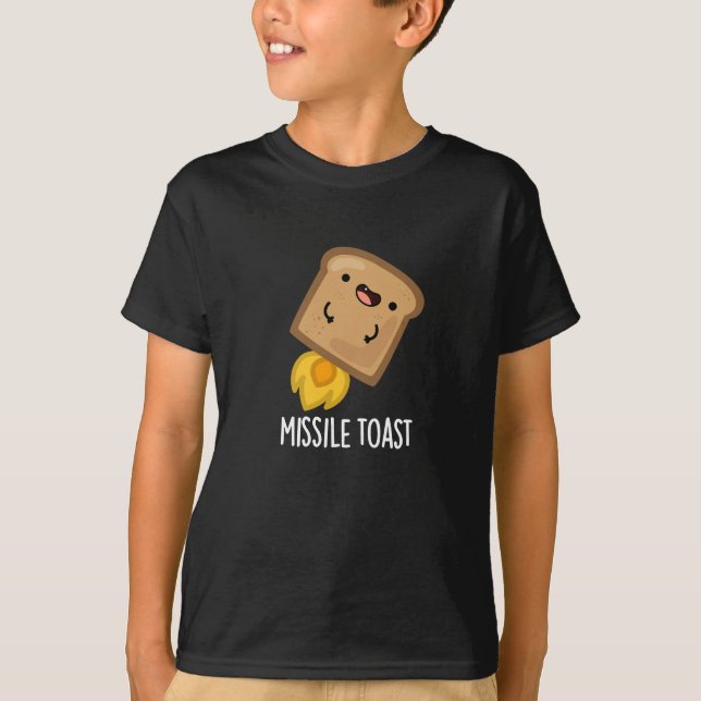 Missile Toast Funny Mistletoe Puns Dark BG T-Shirt (Front)